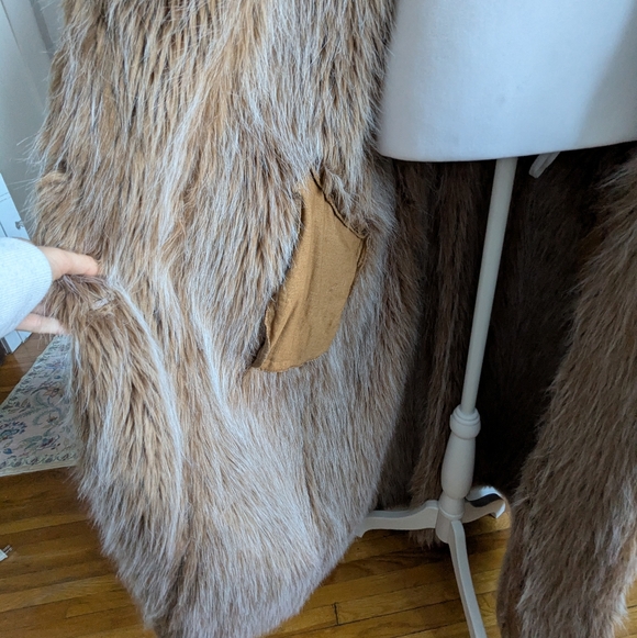 90s Does 70s VTG Penny Lane Trench Coat Afghan Paisley Print Faux Fur Trim 18 - Picture 9 of 16